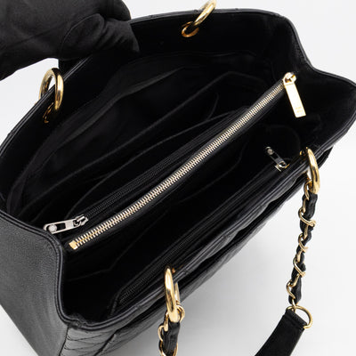 GST Grand Shopping Tote Black Caviar Gold