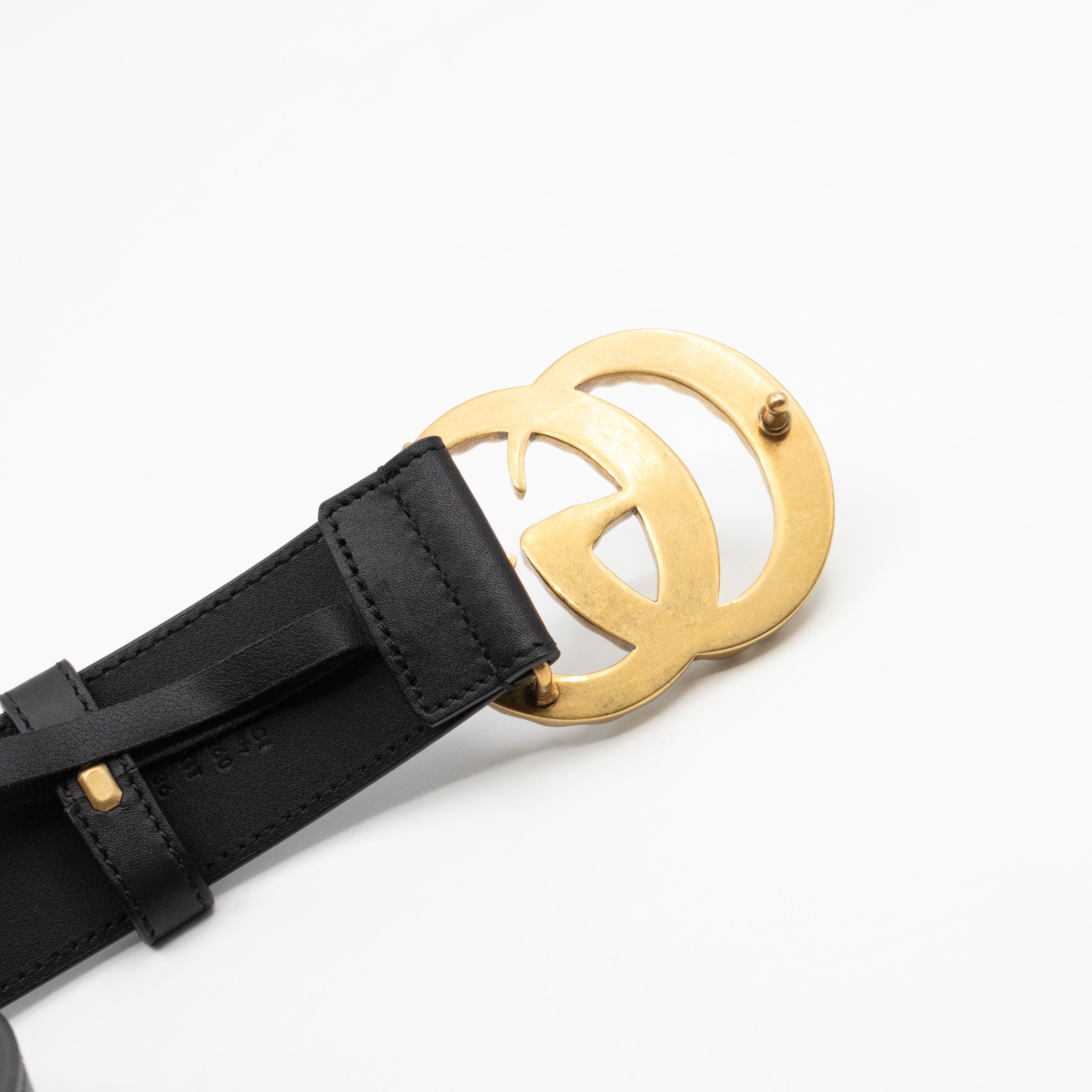 GG Marmont Pearls Belt Black Leather 90/36