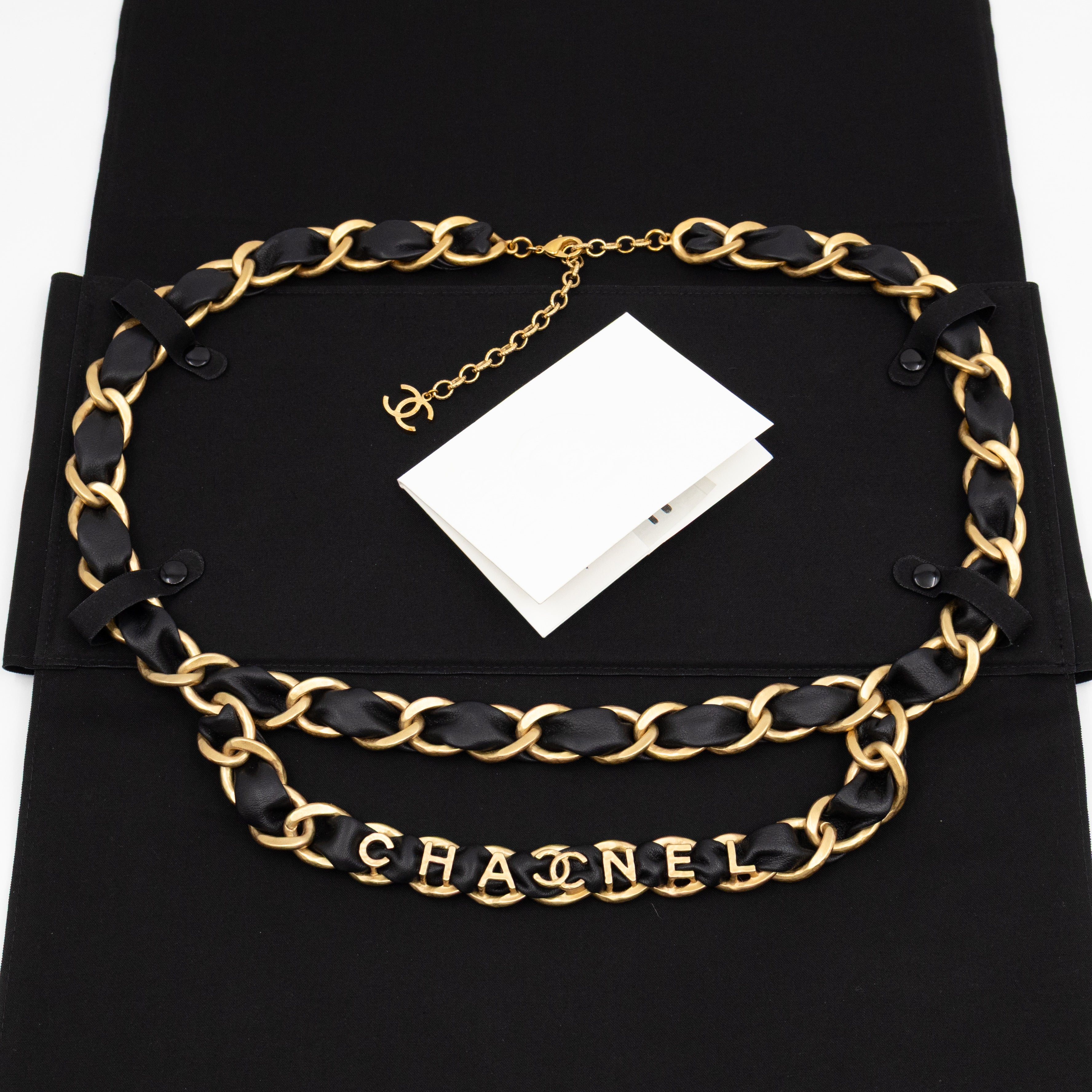 Leather Chain Necklace & Belt with Letters Matte Gold