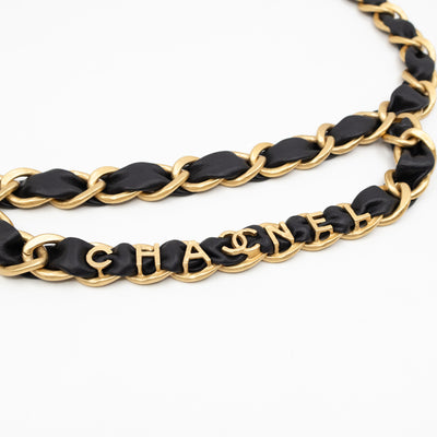 Leather Chain Necklace & Belt with Letters Matte Gold