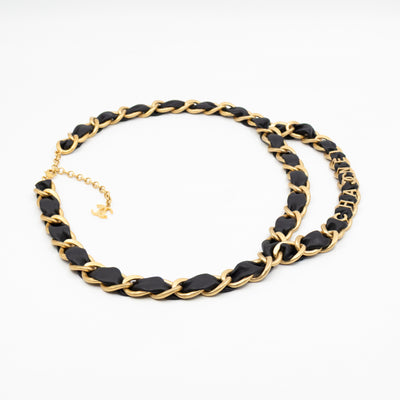 Leather Chain Necklace & Belt with Letters Matte Gold