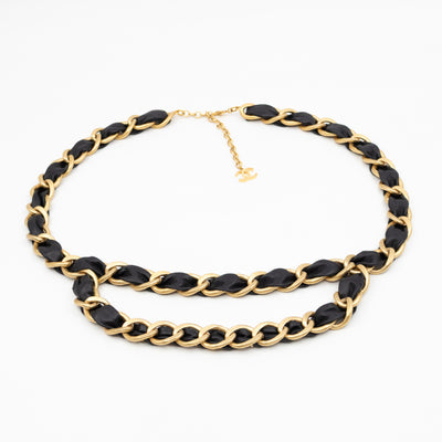 Leather Chain Necklace & Belt with Letters Matte Gold