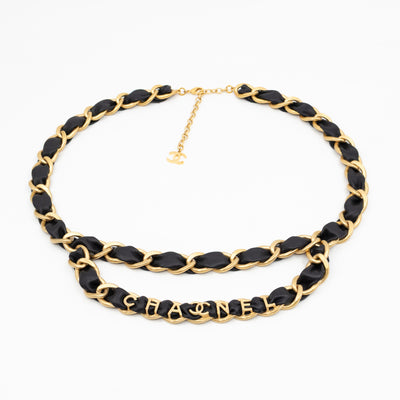 Leather Chain Necklace & Belt with Letters Matte Gold