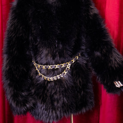 Leather Chain Necklace & Belt with Letters Matte Gold