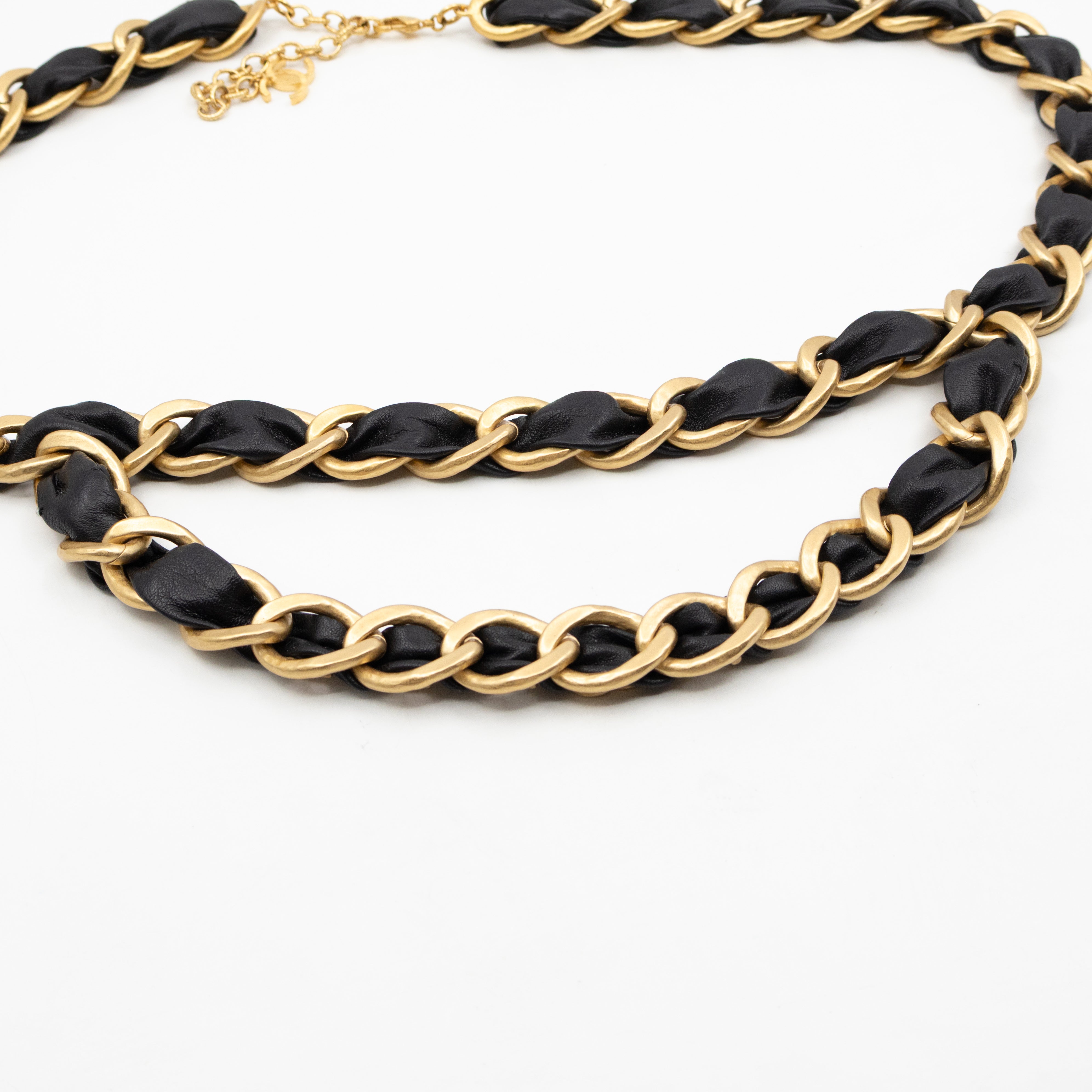 Leather Chain Necklace & Belt with Letters Matte Gold