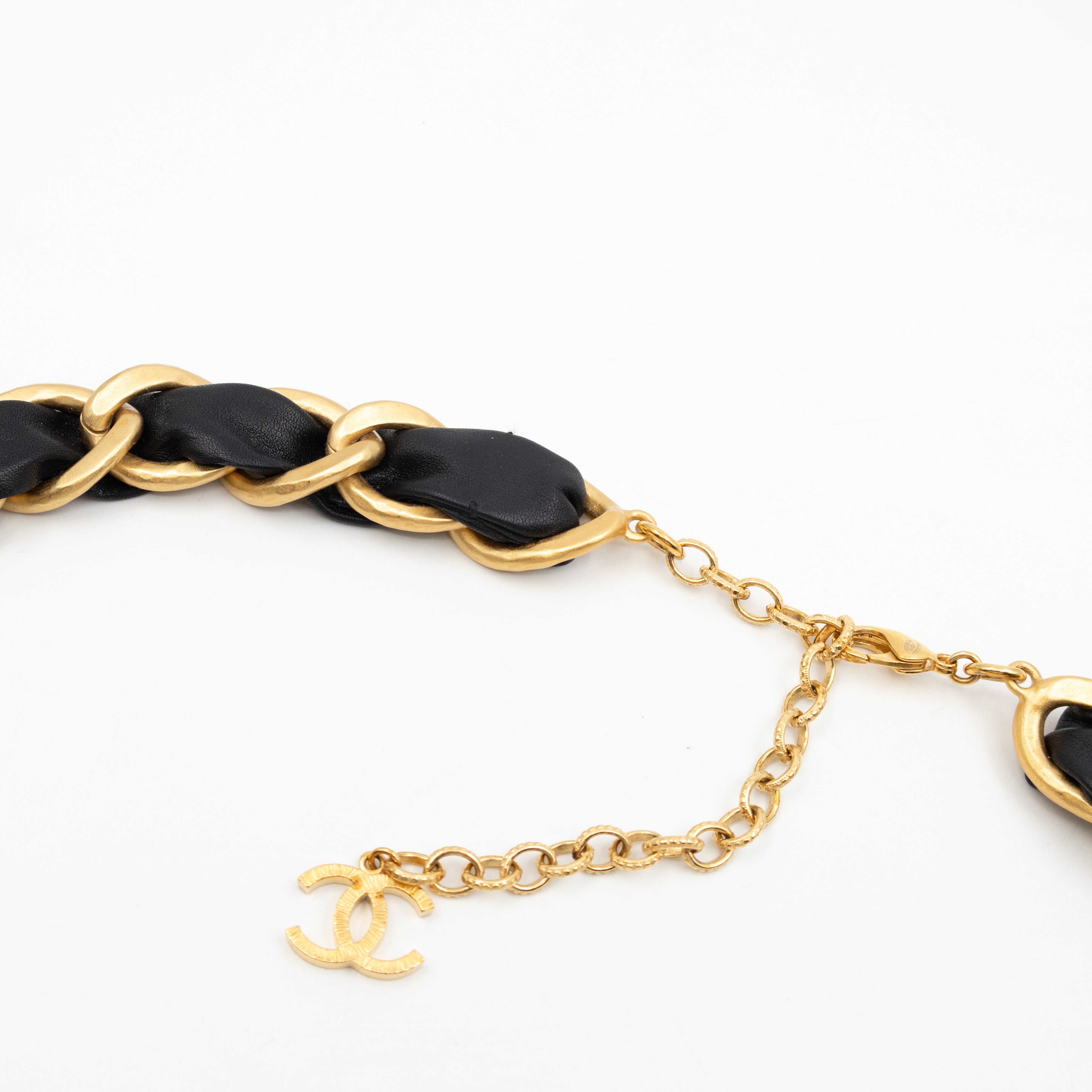 Leather Chain Necklace & Belt with Letters Matte Gold
