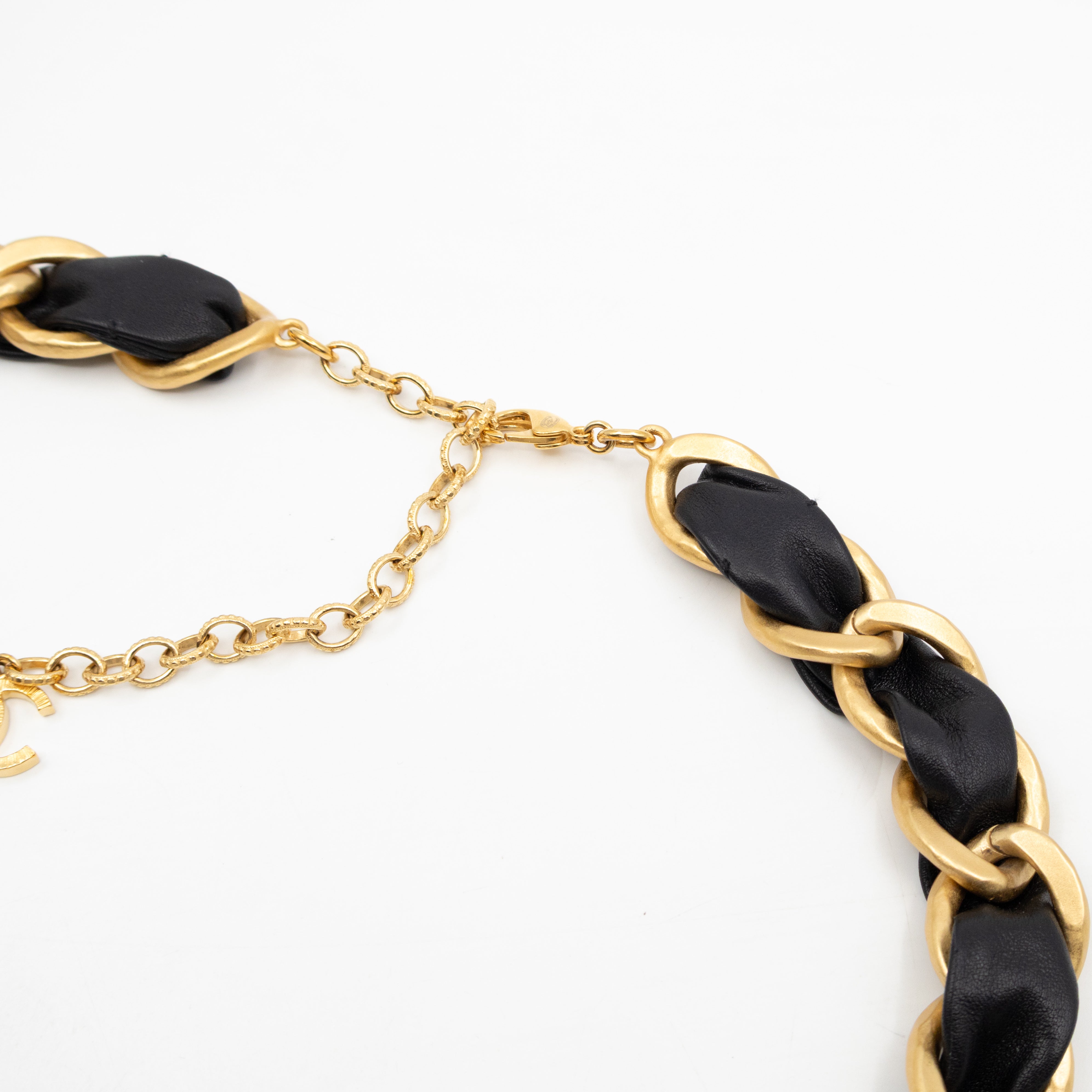 Leather Chain Necklace & Belt with Letters Matte Gold