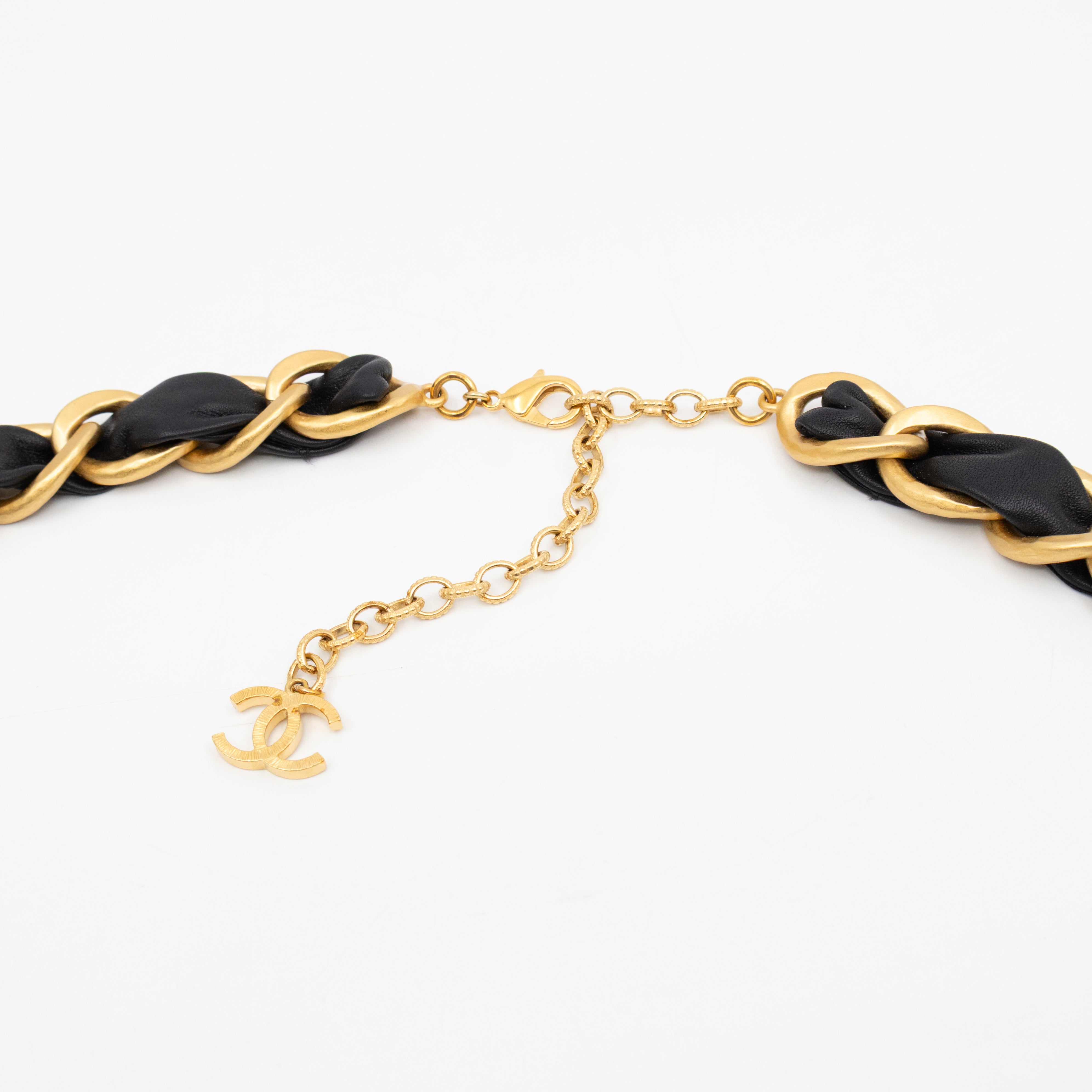 Leather Chain Necklace & Belt with Letters Matte Gold
