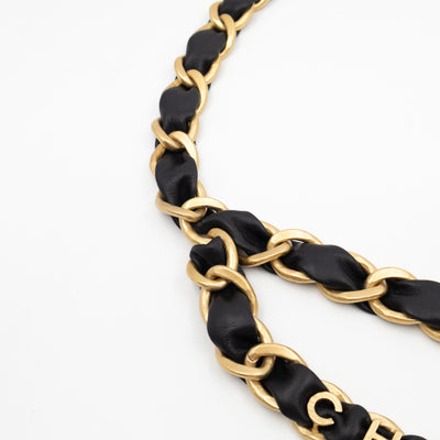 Leather Chain Necklace & Belt with Letters Matte Gold