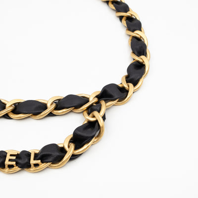 Leather Chain Necklace & Belt with Letters Matte Gold