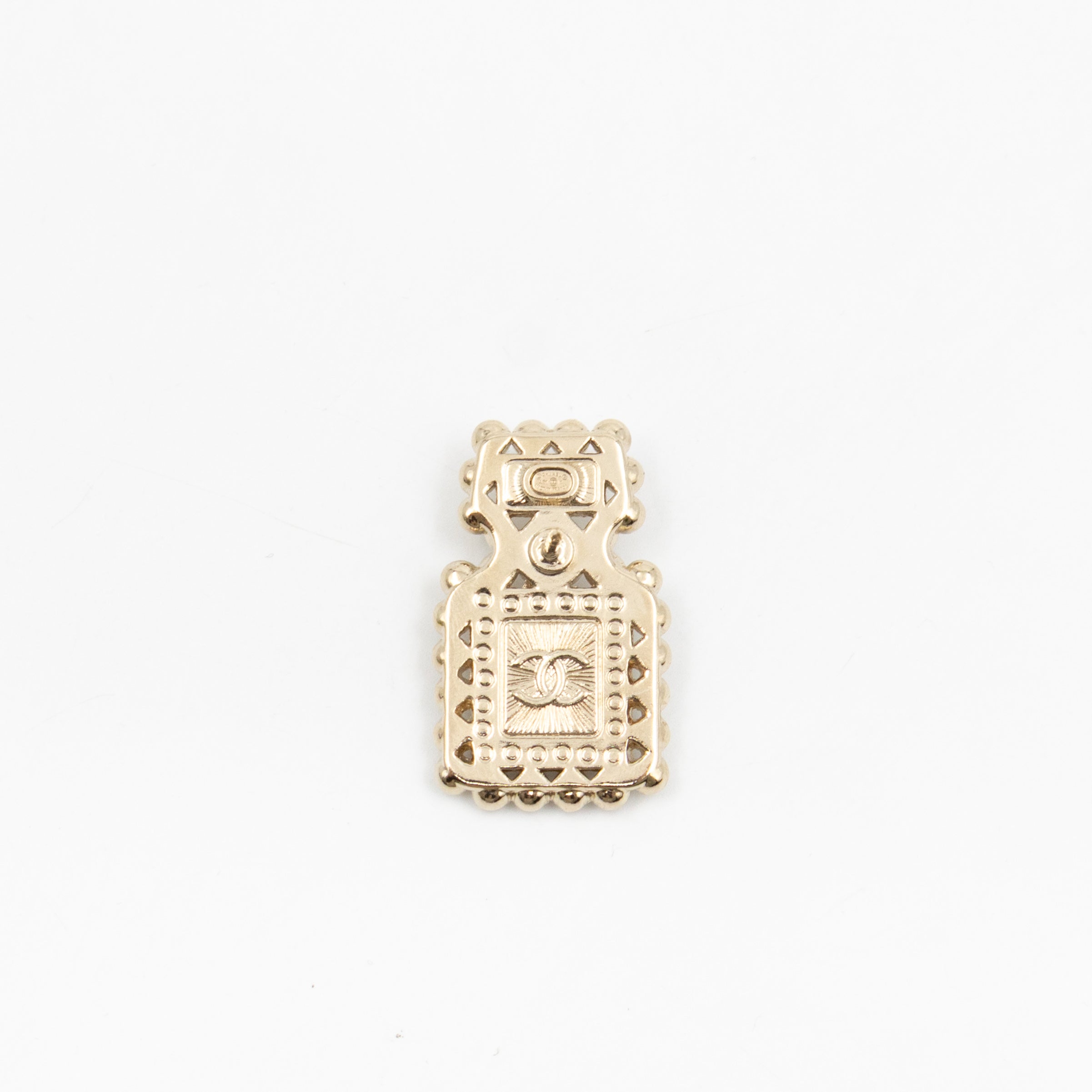Perfume Bottle Pearl Crystal Pin Light Gold