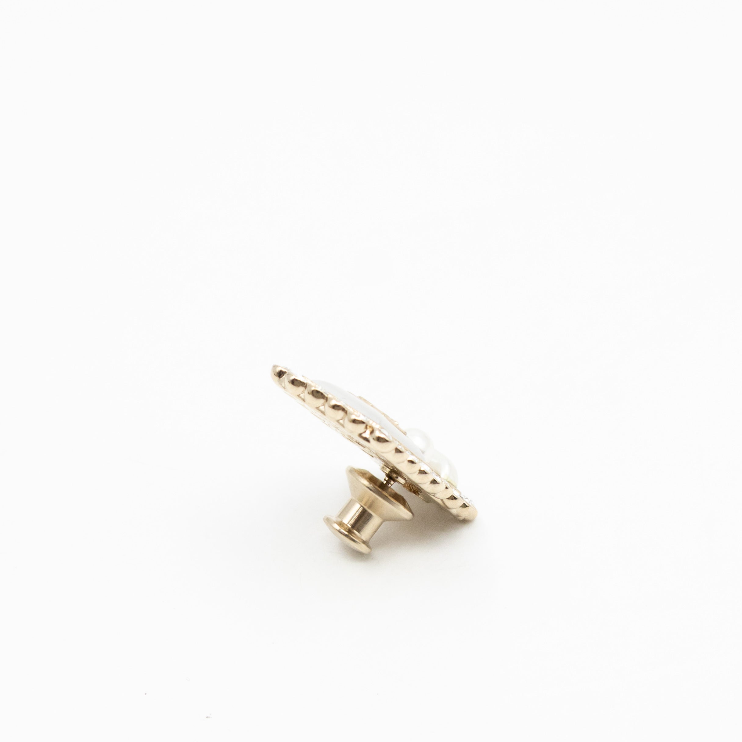 Perfume Bottle Pearl Crystal Pin Light Gold