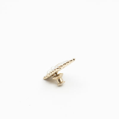 Perfume Bottle Pearl Crystal Pin Light Gold