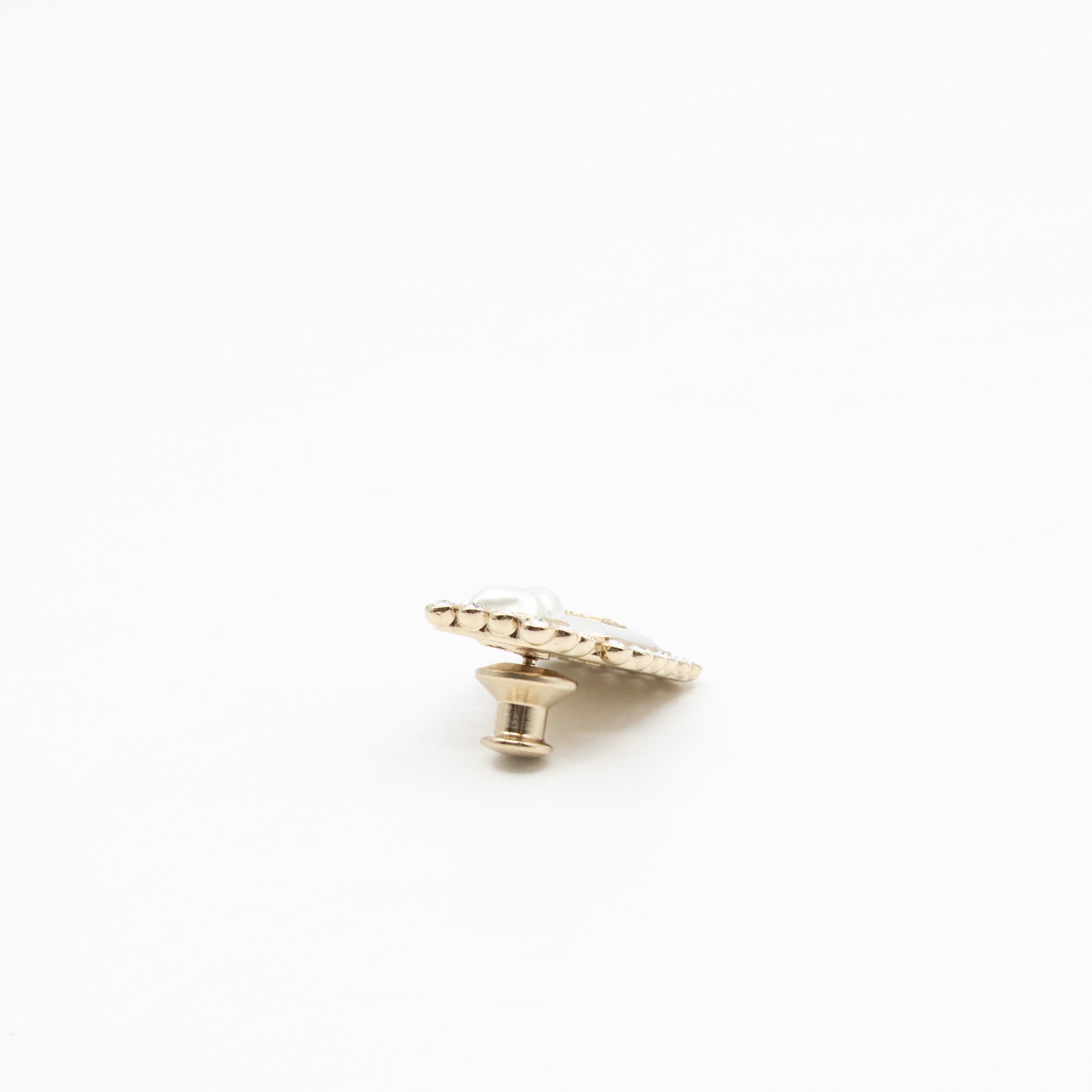 Perfume Bottle Pearl Crystal Pin Light Gold