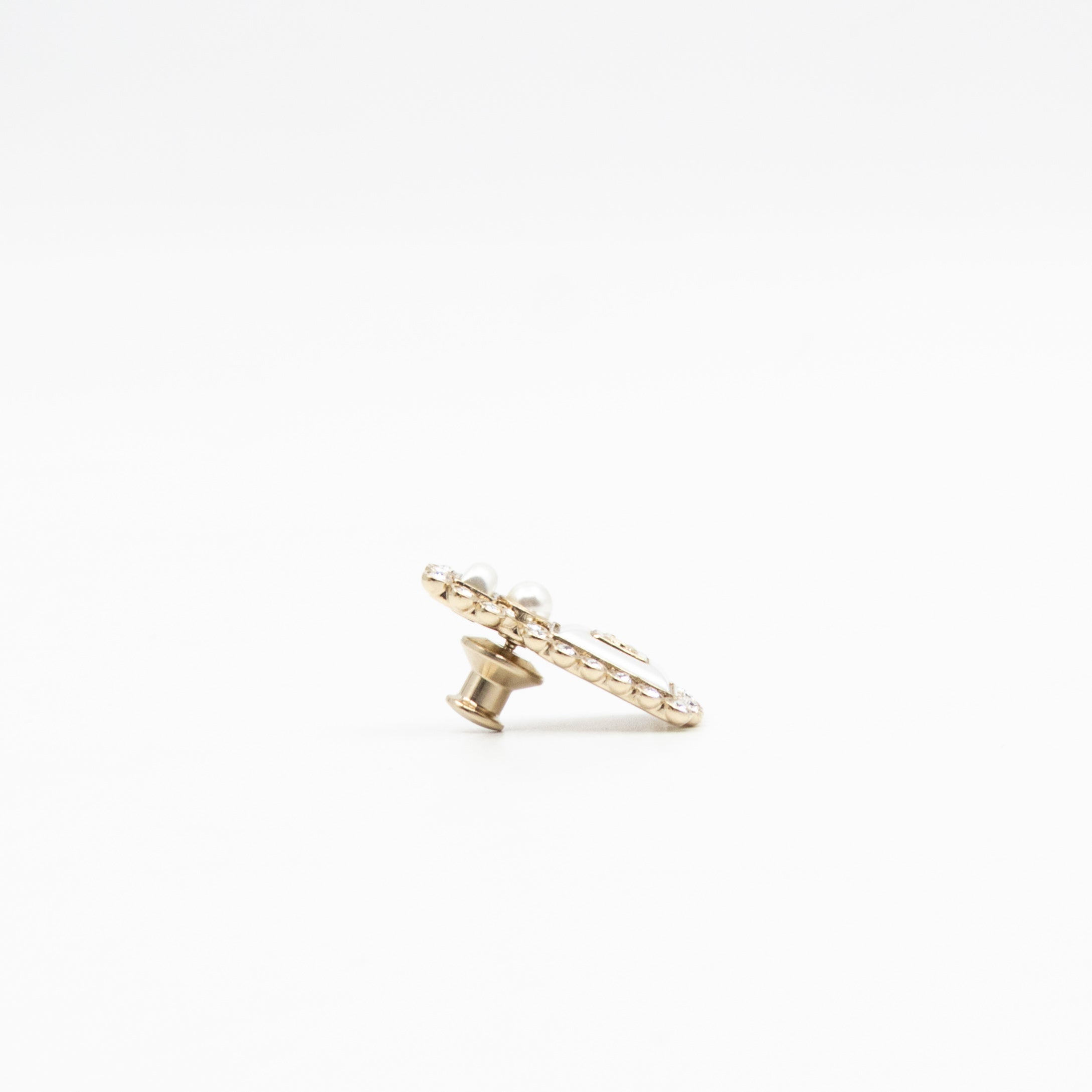 Perfume Bottle Pearl Crystal Pin Light Gold
