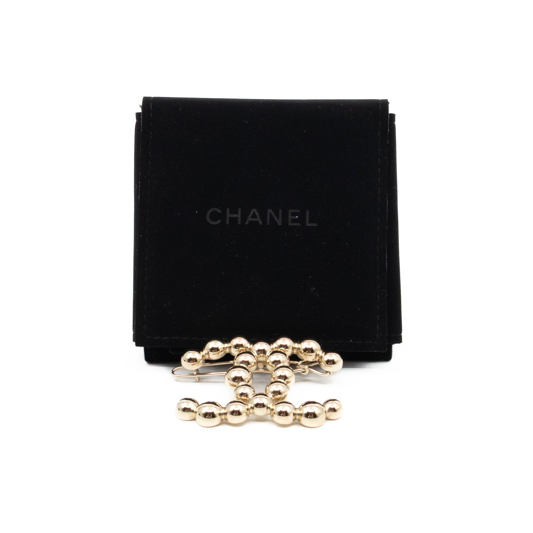 CC Beaded Barrette Hairpin Light Gold Plated