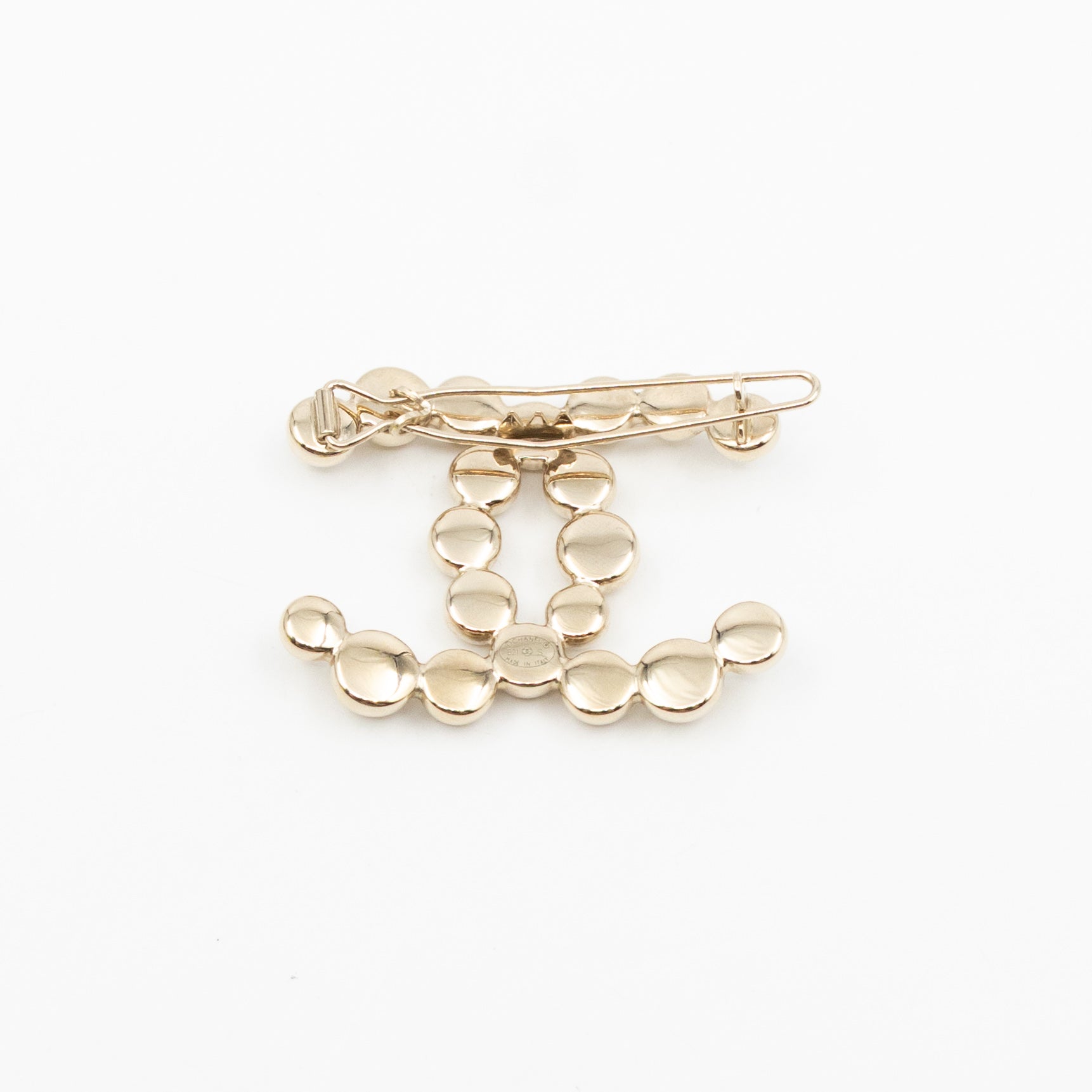 CC Beaded Barrette Hairpin Light Gold Plated