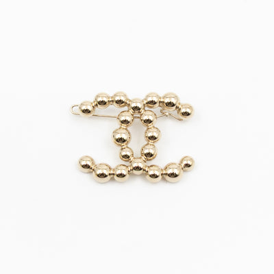 CC Beaded Barrette Hairpin Light Gold Plated