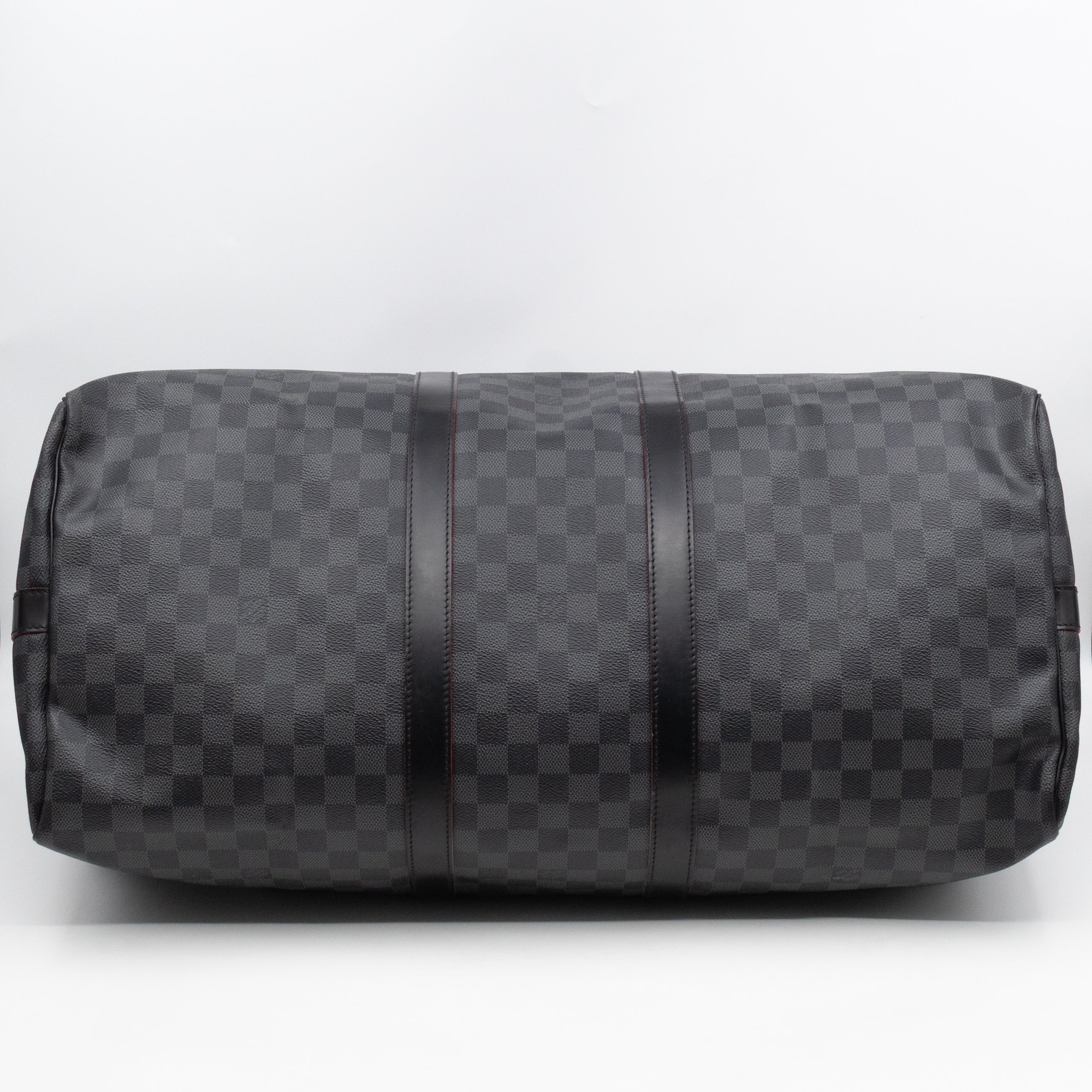 Keepall 55 Bandouliere Damier Graphite Rouge