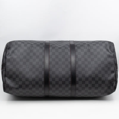 Keepall 55 Bandouliere Damier Graphite Rouge