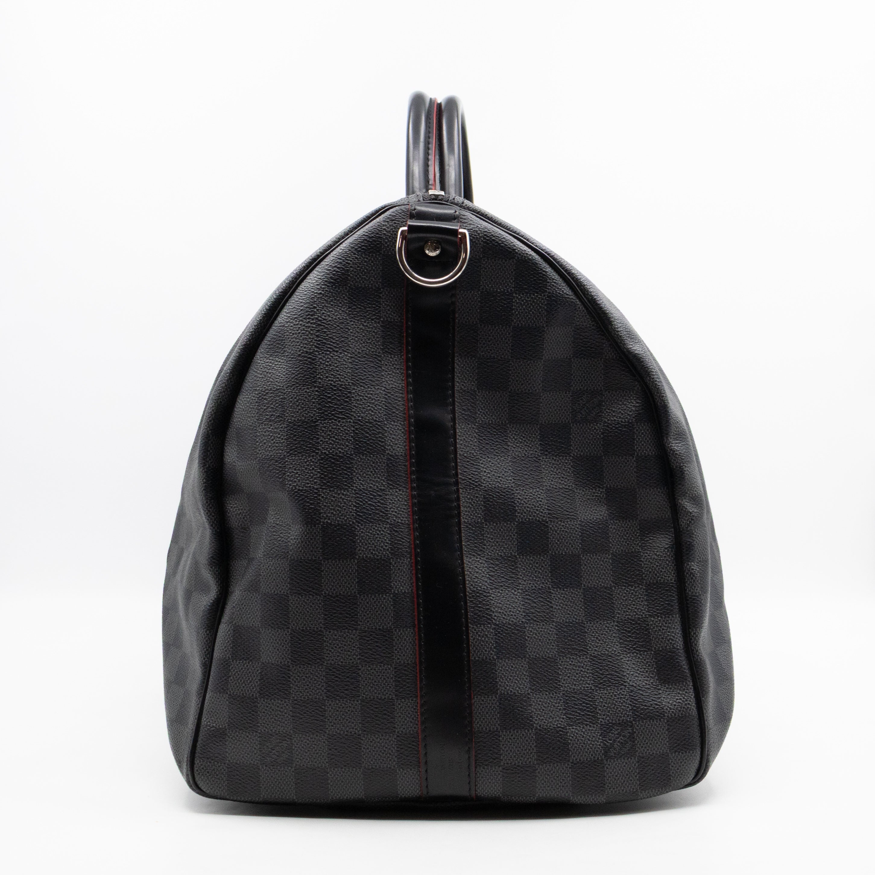 Keepall 55 Bandouliere Damier Graphite Rouge