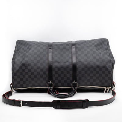 Keepall 55 Bandouliere Damier Graphite Rouge