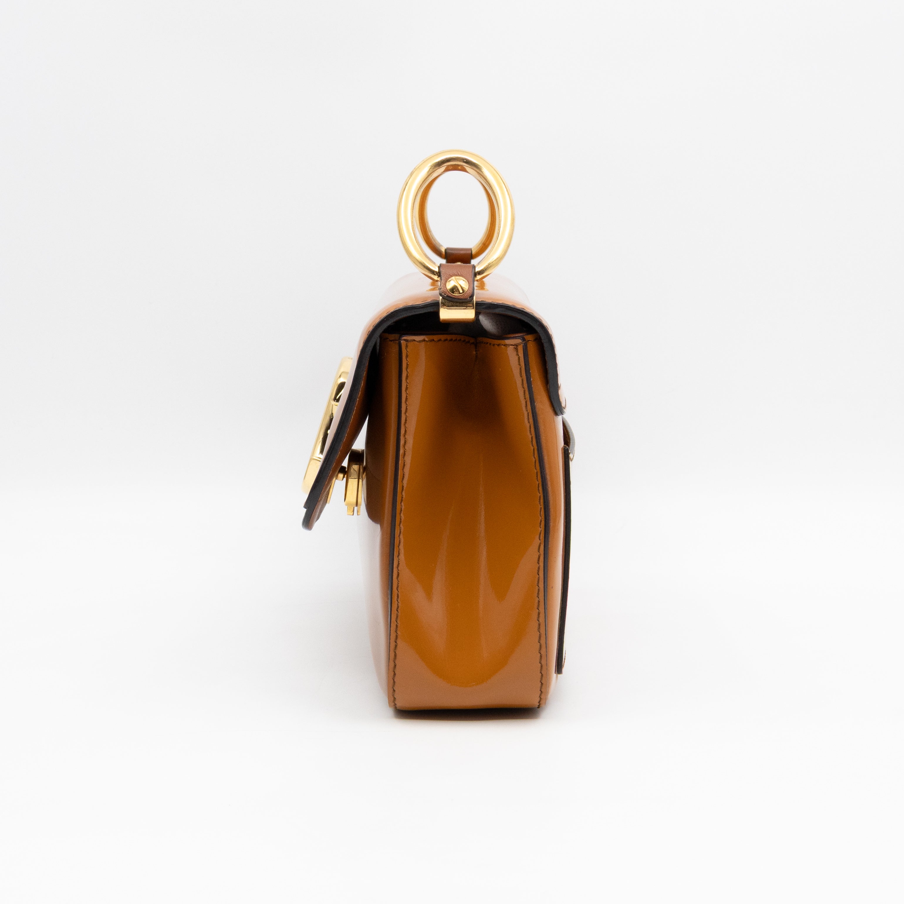 C Bag Small Brown Patent Leather