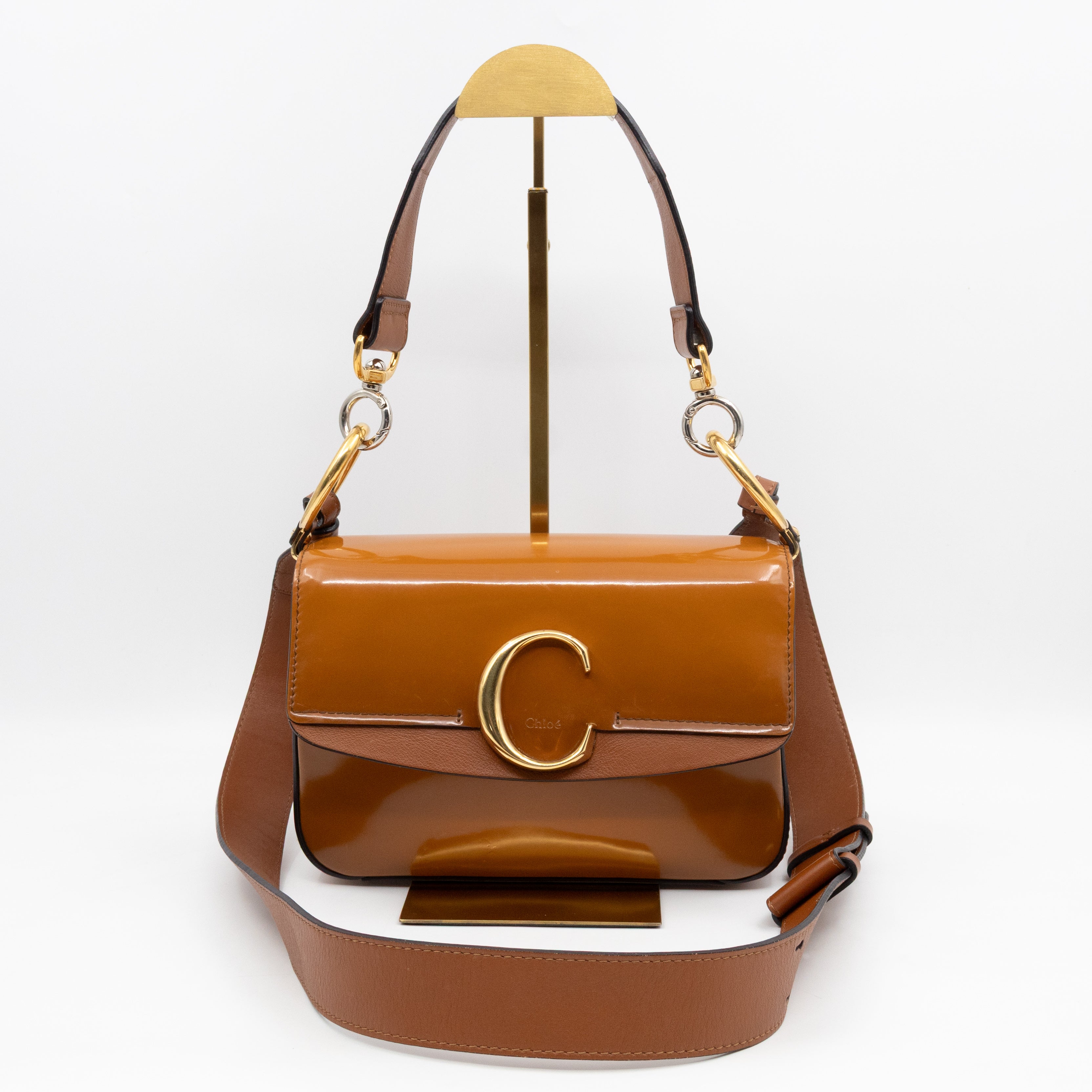 C Bag Small Brown Patent Leather