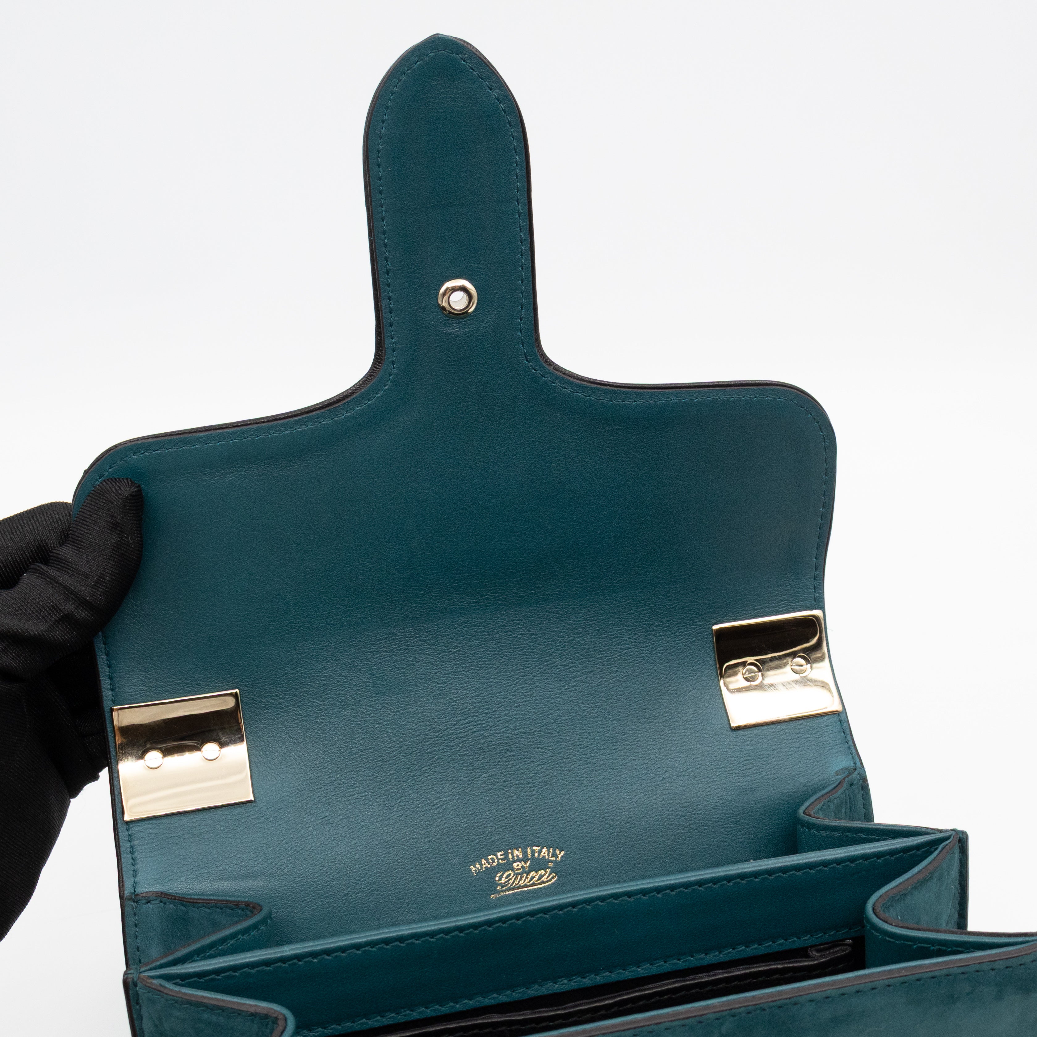 1973 Small Top Handle Bag Blue Nubuck