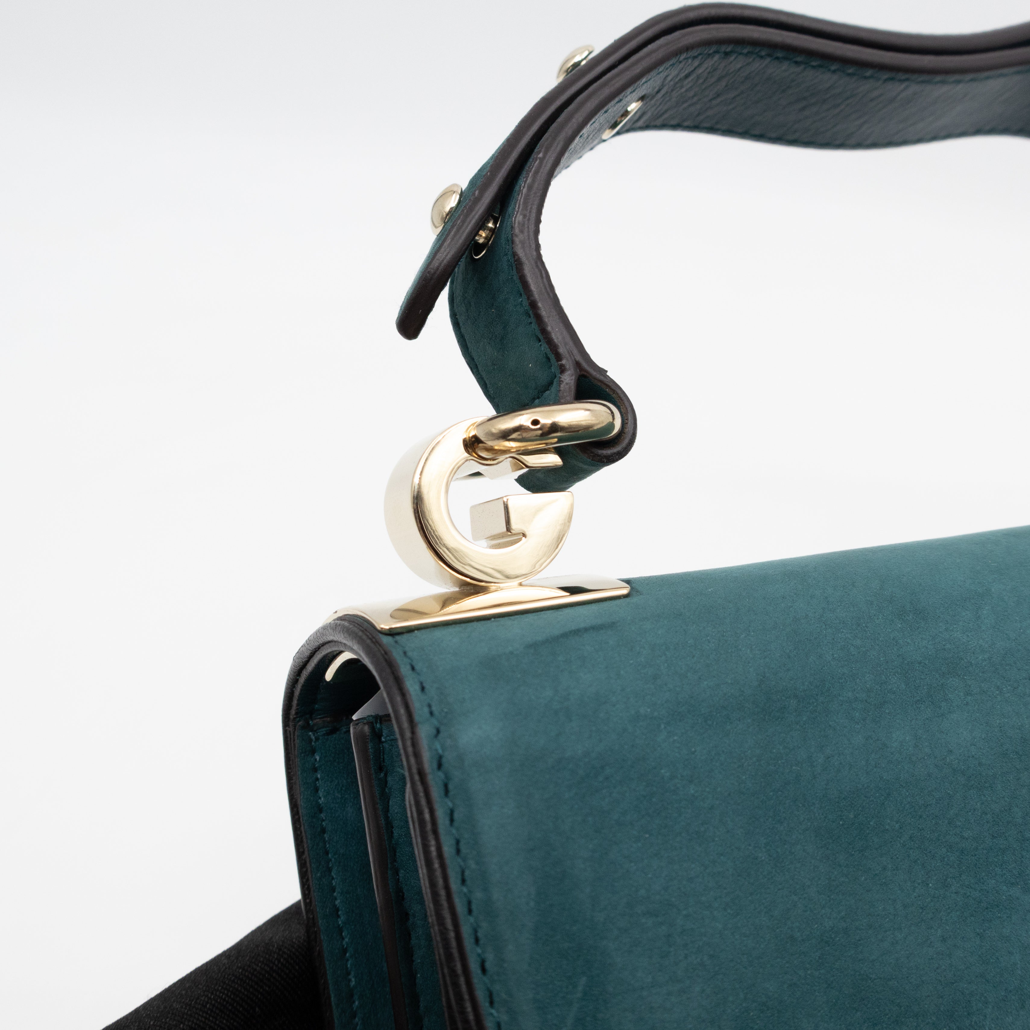 1973 Small Top Handle Bag Blue Nubuck