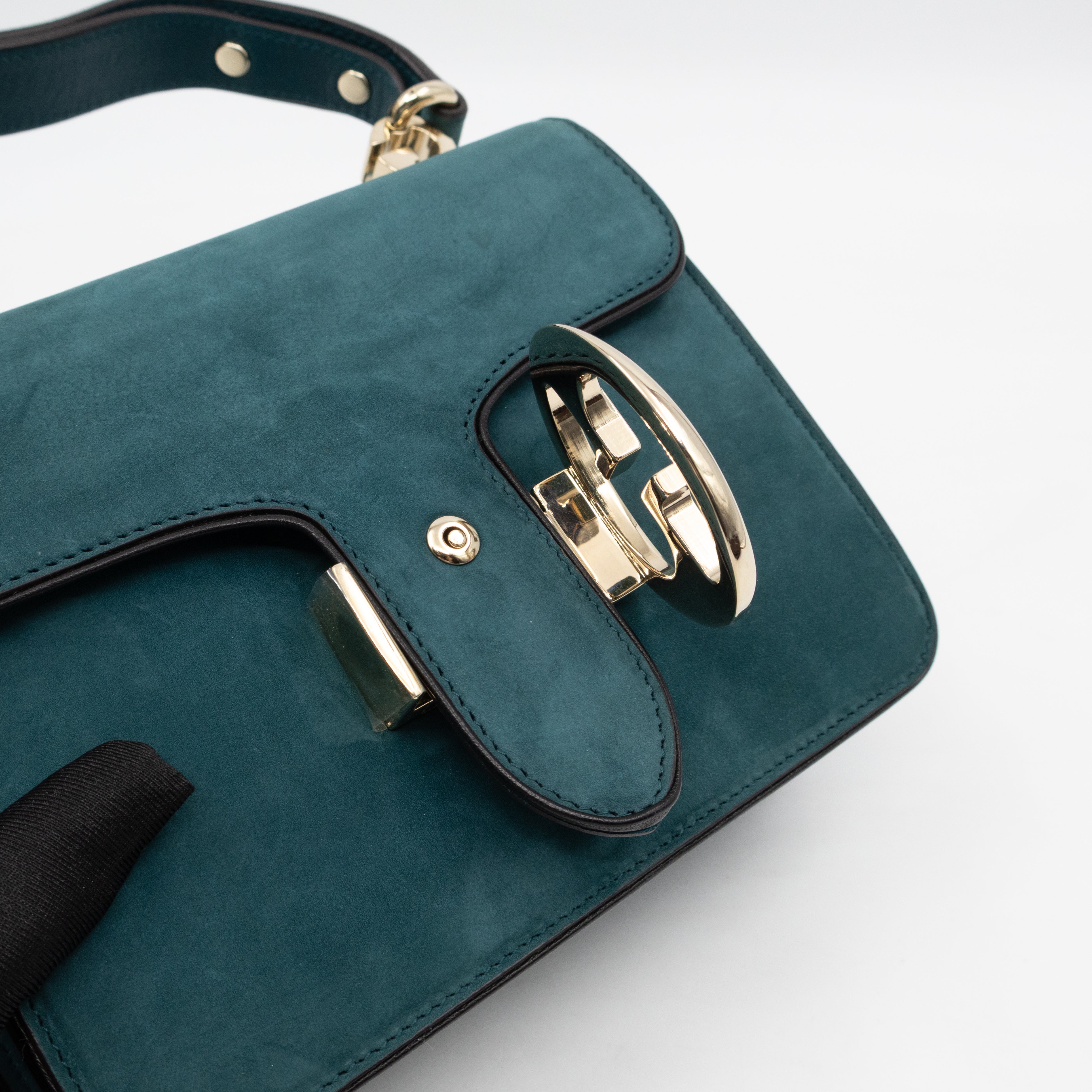 1973 Small Top Handle Bag Blue Nubuck