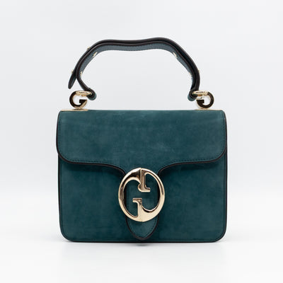 1973 Small Top Handle Bag Blue Nubuck