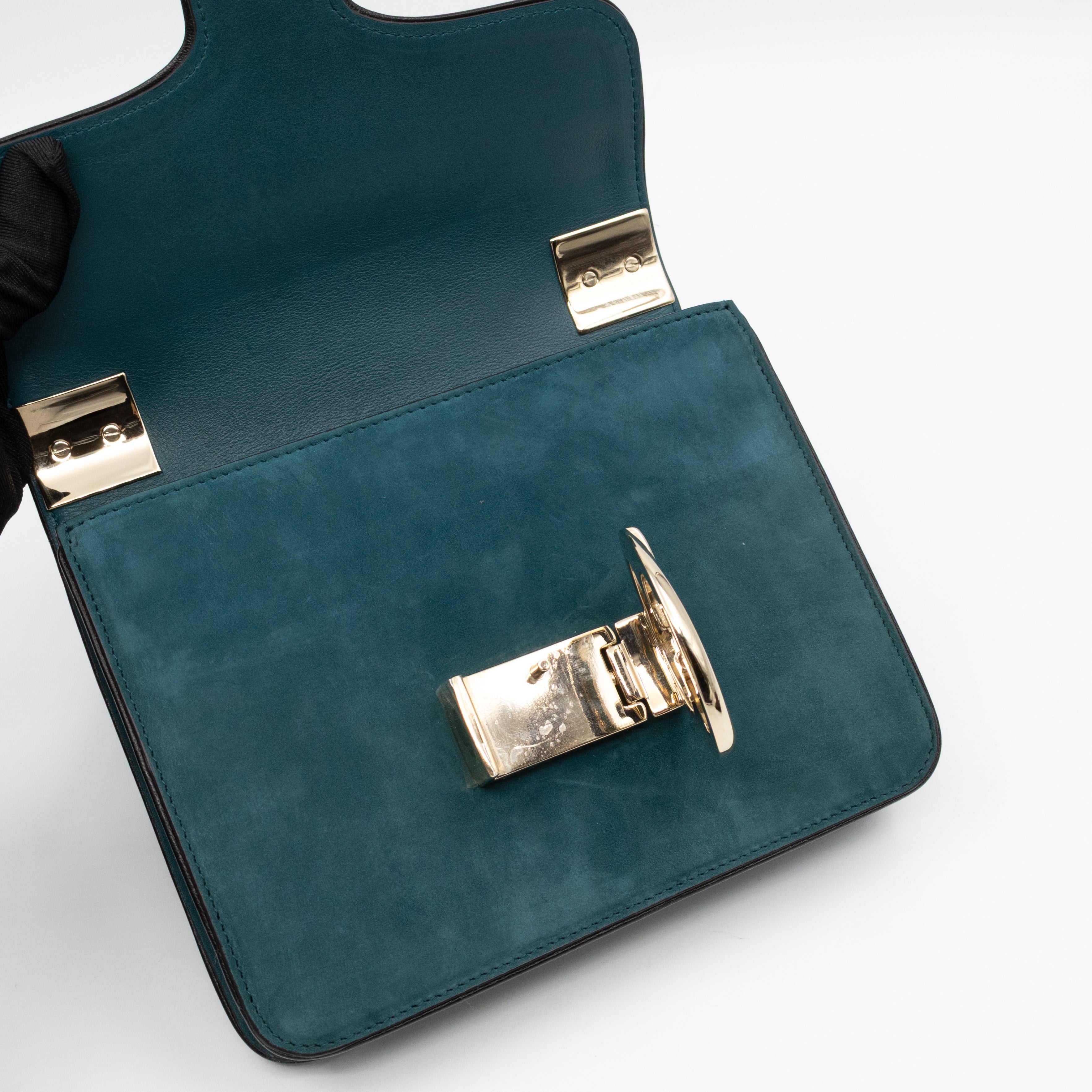 1973 Small Top Handle Bag Blue Nubuck