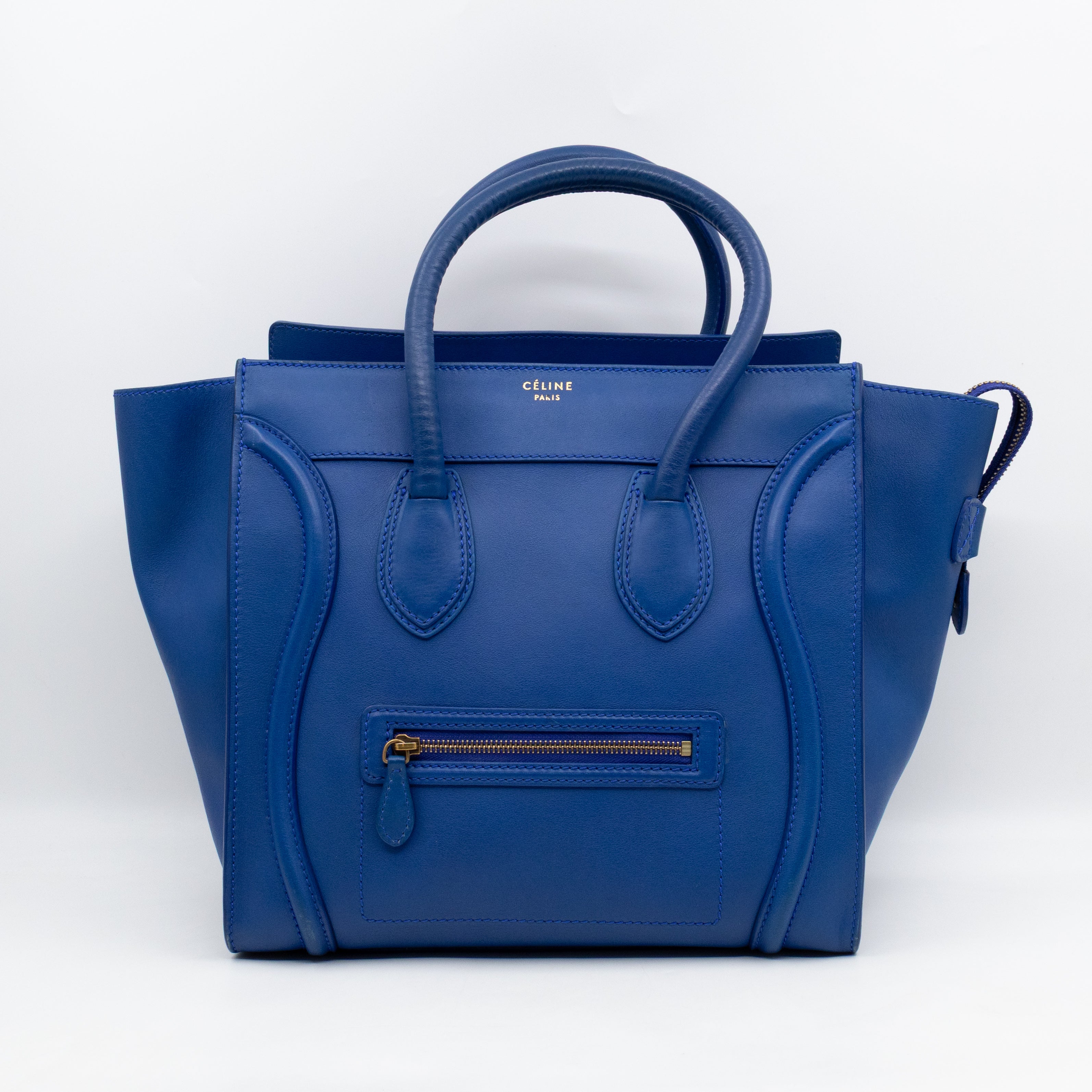 Mini Luggage Blue Leather