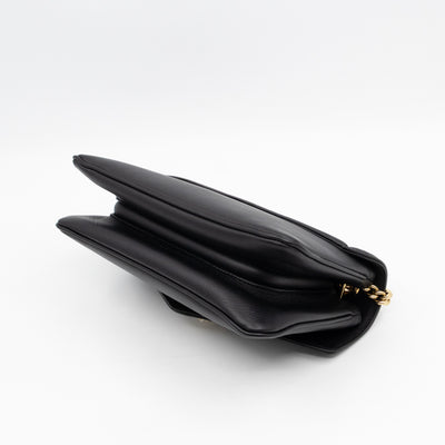 Rajah Small Tiger Head Chain Shoulder Bag Black Leather