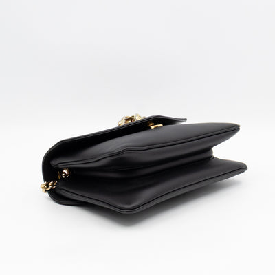 Rajah Small Tiger Head Chain Shoulder Bag Black Leather