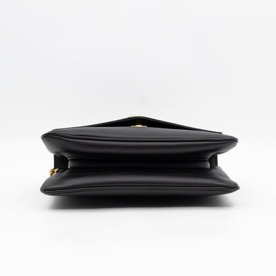 Rajah Small Tiger Head Chain Shoulder Bag Black Leather