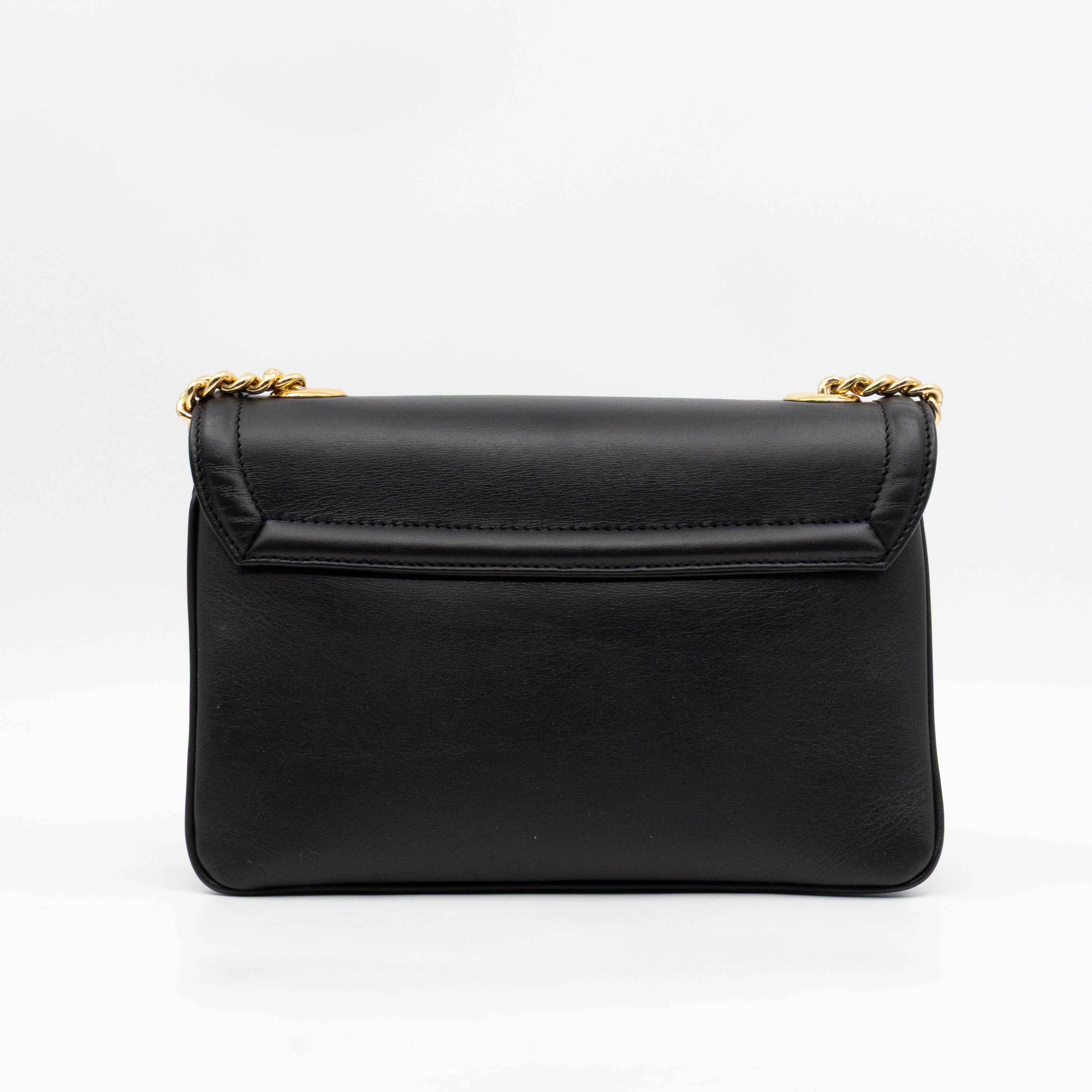 Rajah Small Tiger Head Chain Shoulder Bag Black Leather