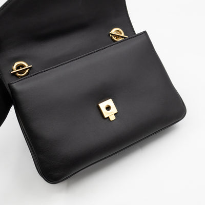 Rajah Small Tiger Head Chain Shoulder Bag Black Leather