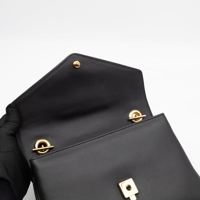Rajah Small Tiger Head Chain Shoulder Bag Black Leather