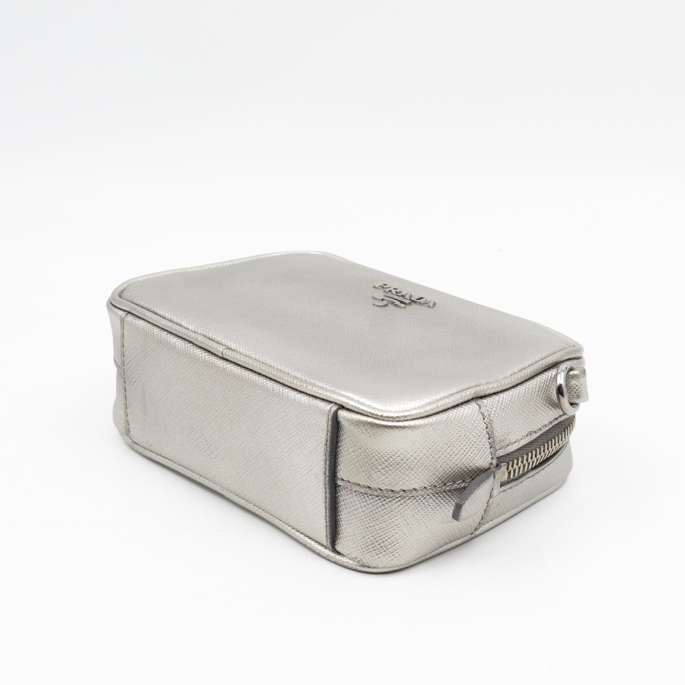 Camera Bag Silver Metallic Saffiano