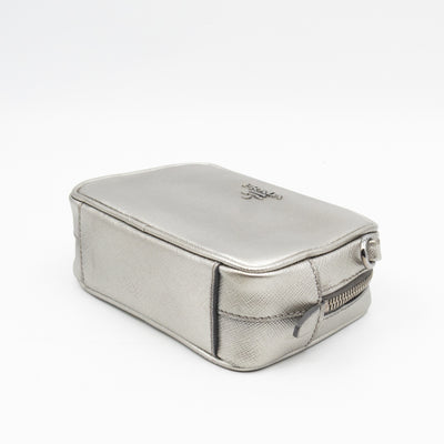 Camera Bag Silver Metallic Saffiano