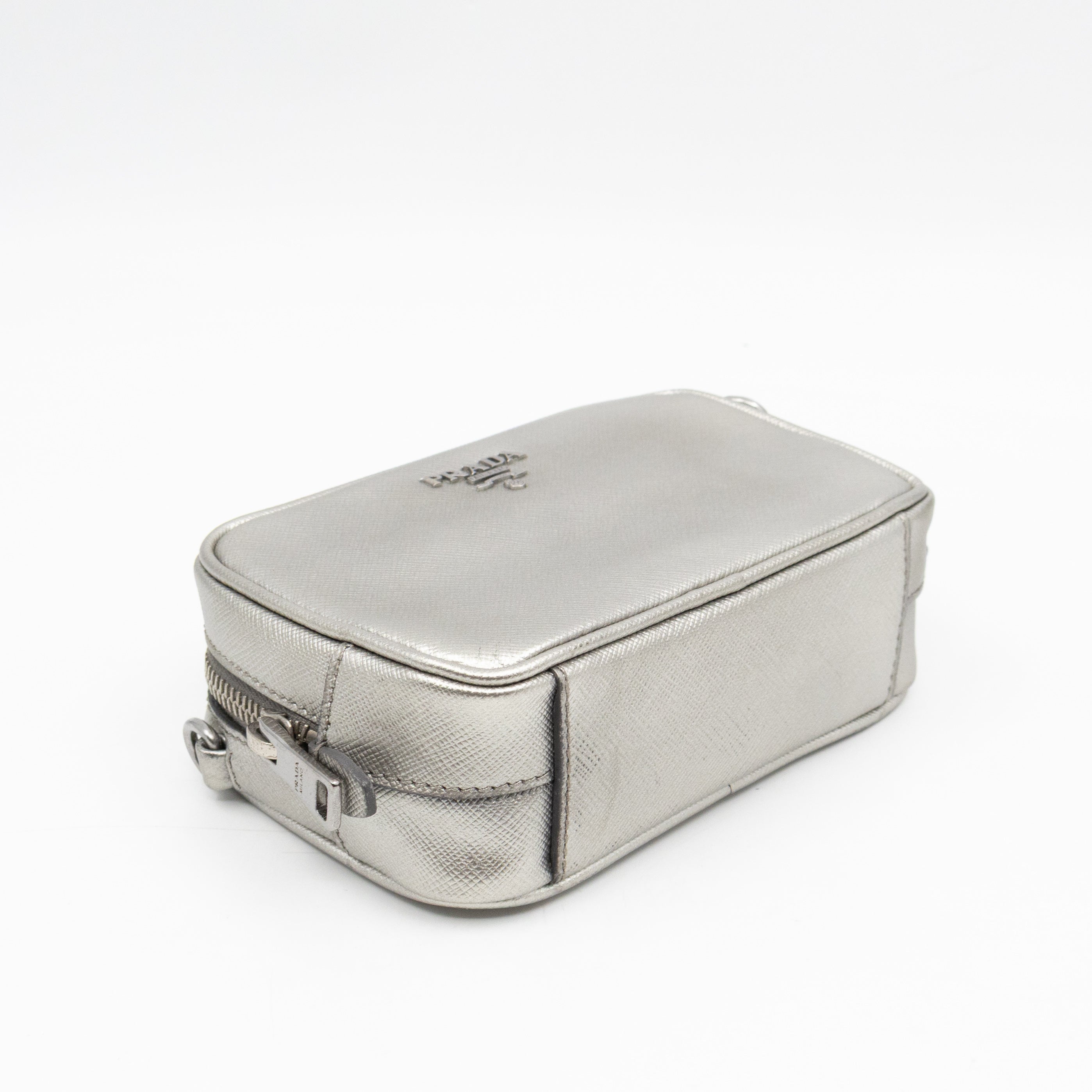Camera Bag Silver Metallic Saffiano