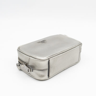 Camera Bag Silver Metallic Saffiano