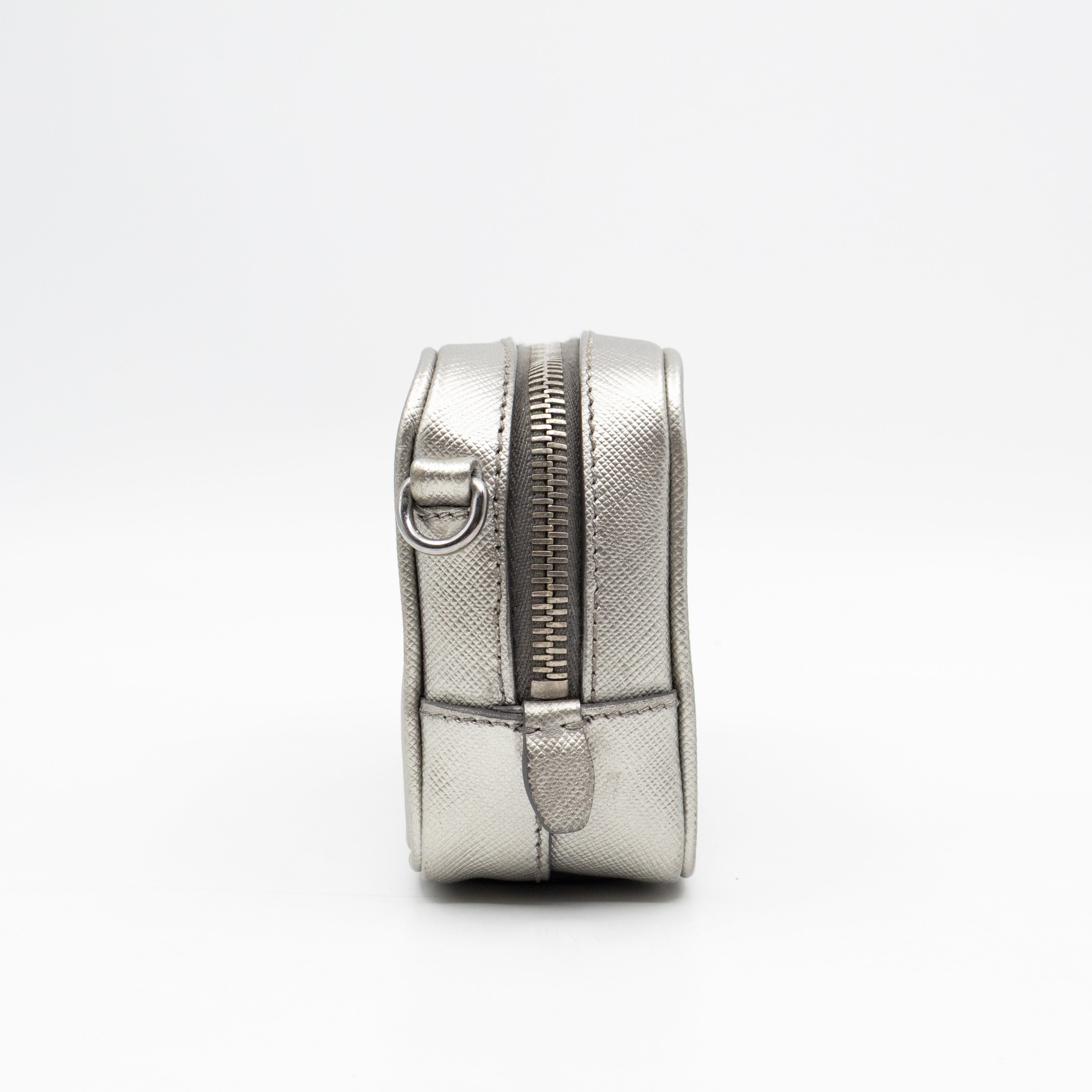 Camera Bag Silver Metallic Saffiano