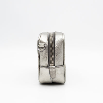 Camera Bag Silver Metallic Saffiano