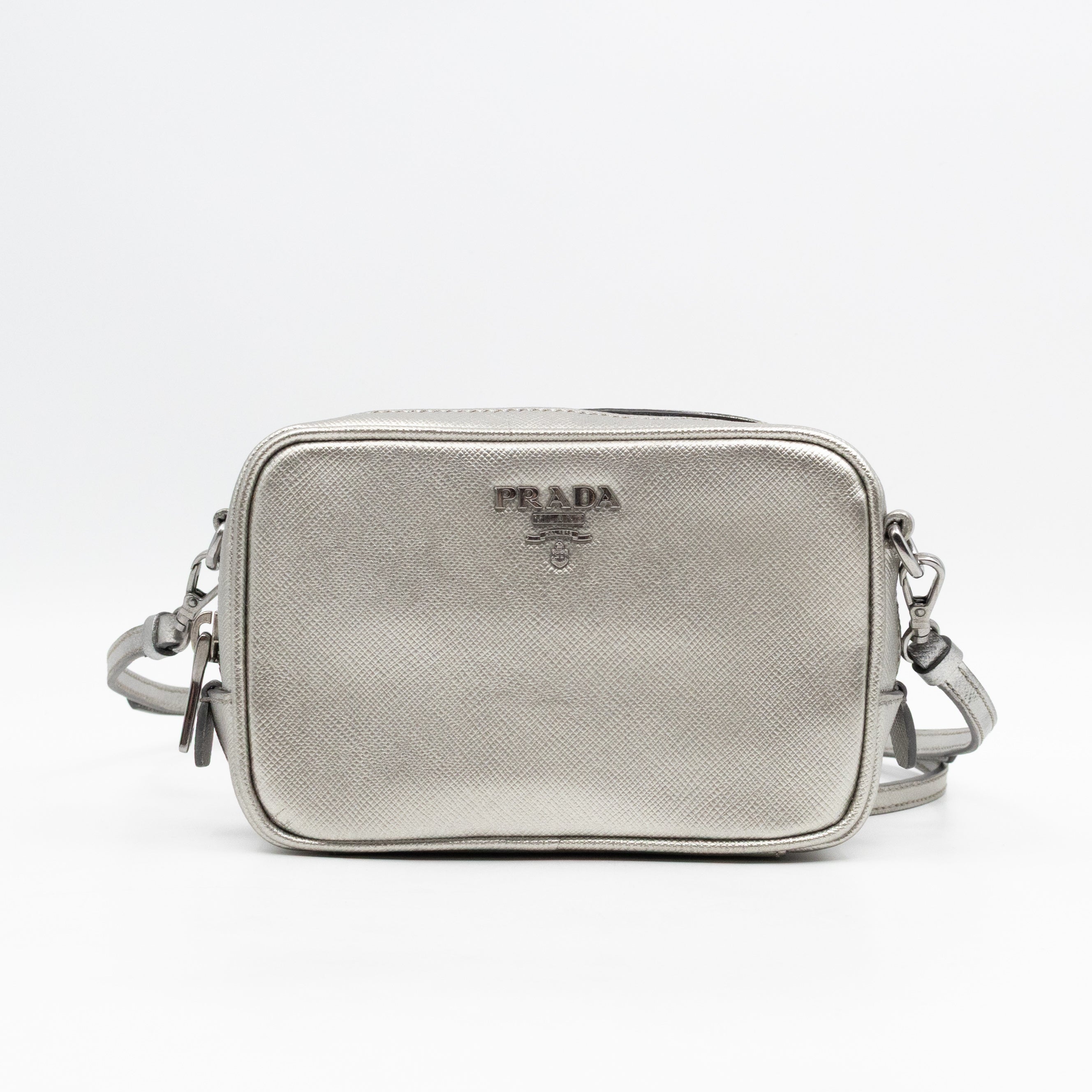 Camera Bag Silver Metallic Saffiano
