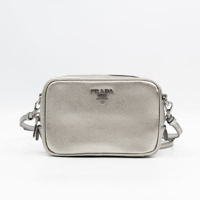 Camera Bag Silver Metallic Saffiano