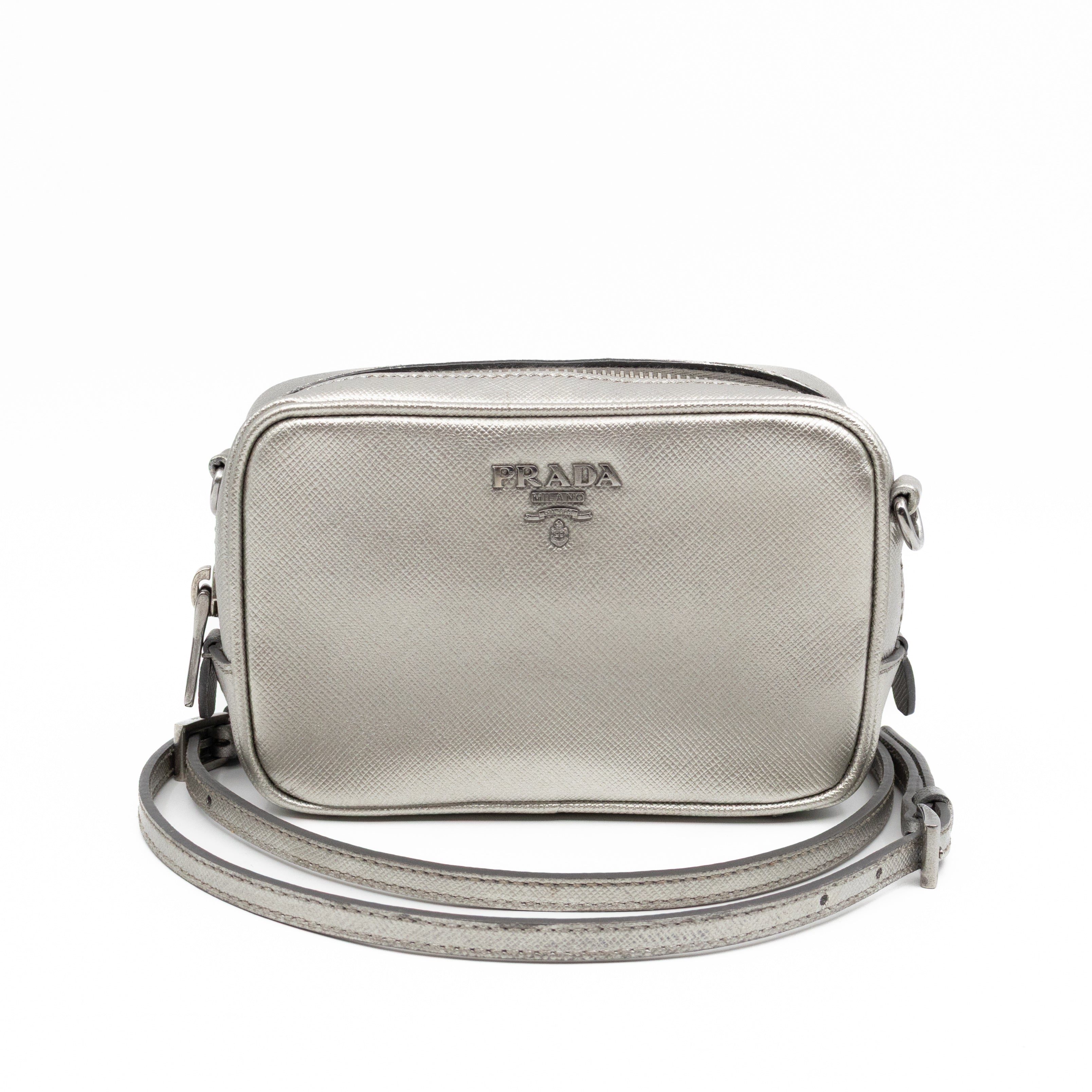 Camera Bag Silver Metallic Saffiano