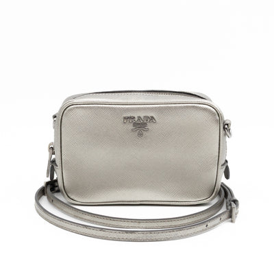 Camera Bag Silver Metallic Saffiano